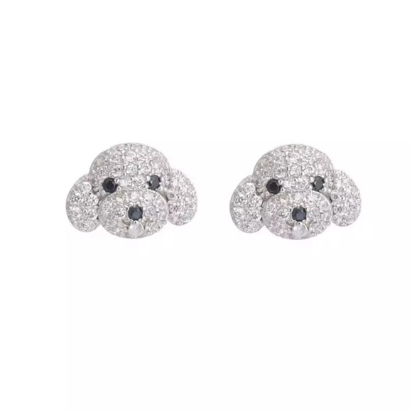Pandora Cute Iced CZ Sparkling Diamond Cutie Dog Earrings - Picture 2 of 15